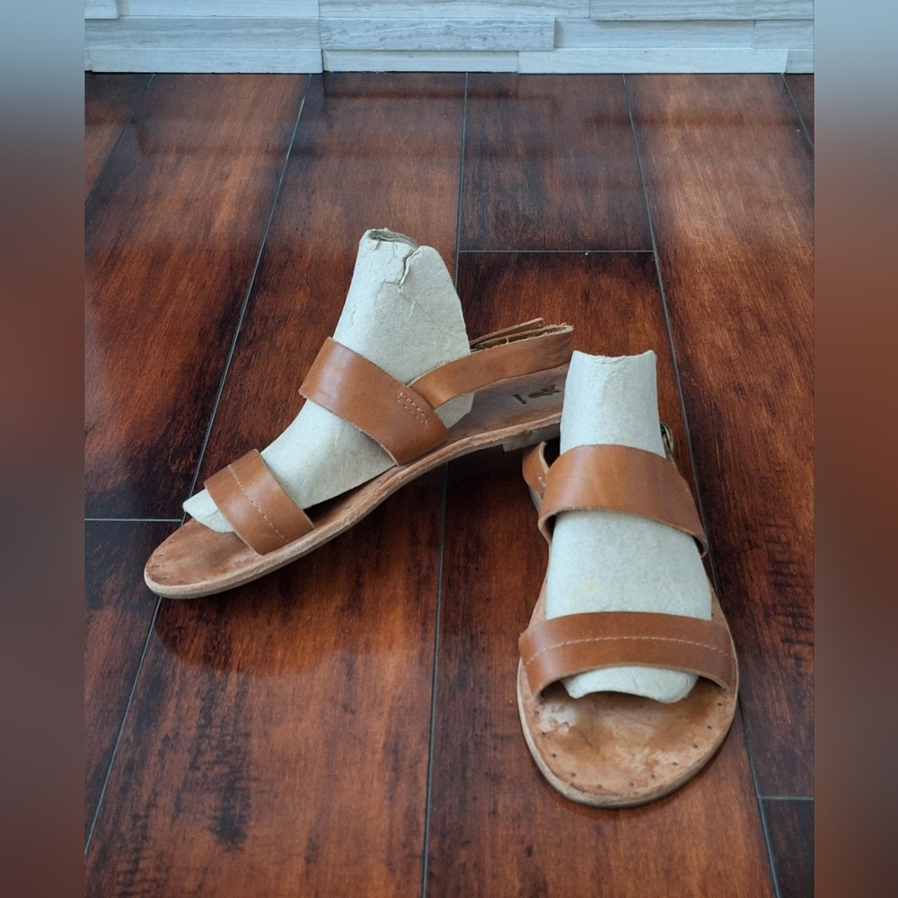 Frye Ally 2 Band Sling Leather Sandals In Brown Size 8.5